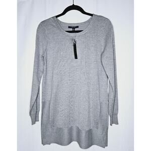 New Cyrus Knit Heather Gray Soft Sweater Side Vents Long Line Size Small Capsule